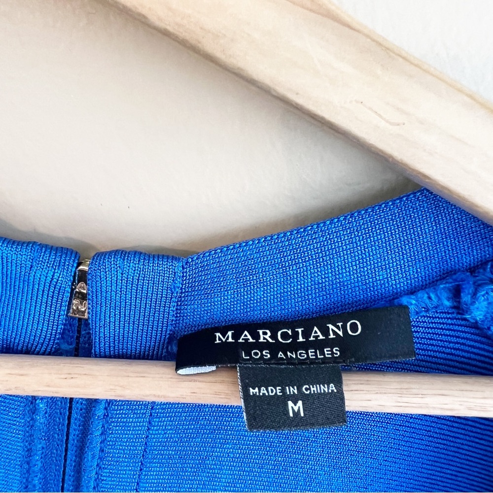 MARCIANO royal blue bandage dress size medium bodycon with sleeves - Picture 5 of 14